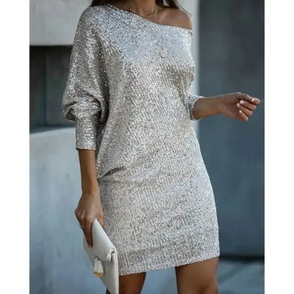 Women’s Contrast Sequin Dress for Glamorous Evenings