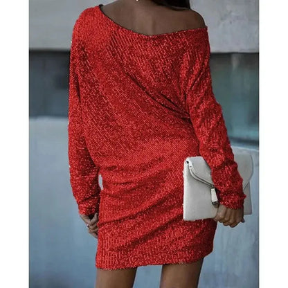 Women’s Contrast Sequin Dress for Glamorous Evenings