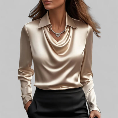 Draped Satin Collar Blouse
