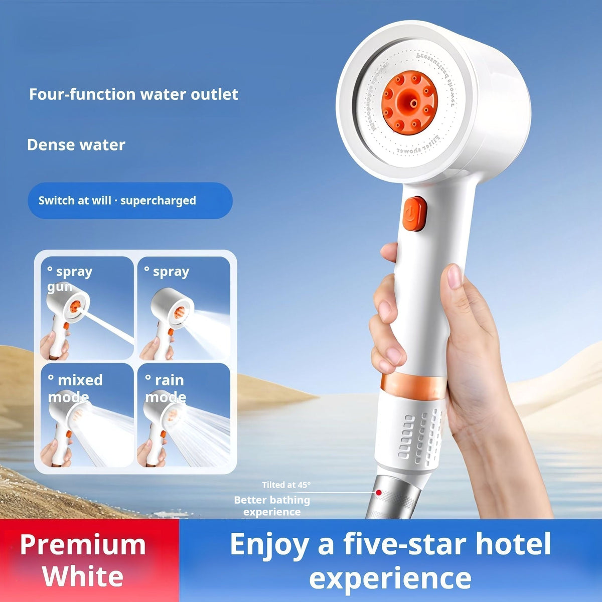 Filtered Shower Head with 4 Spray Modes – Built-In Water Filter