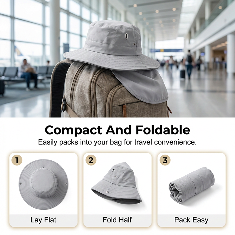 Wide Brim Sun Hat with Removable Face Shield – Breathable Ice-Silk Cooling