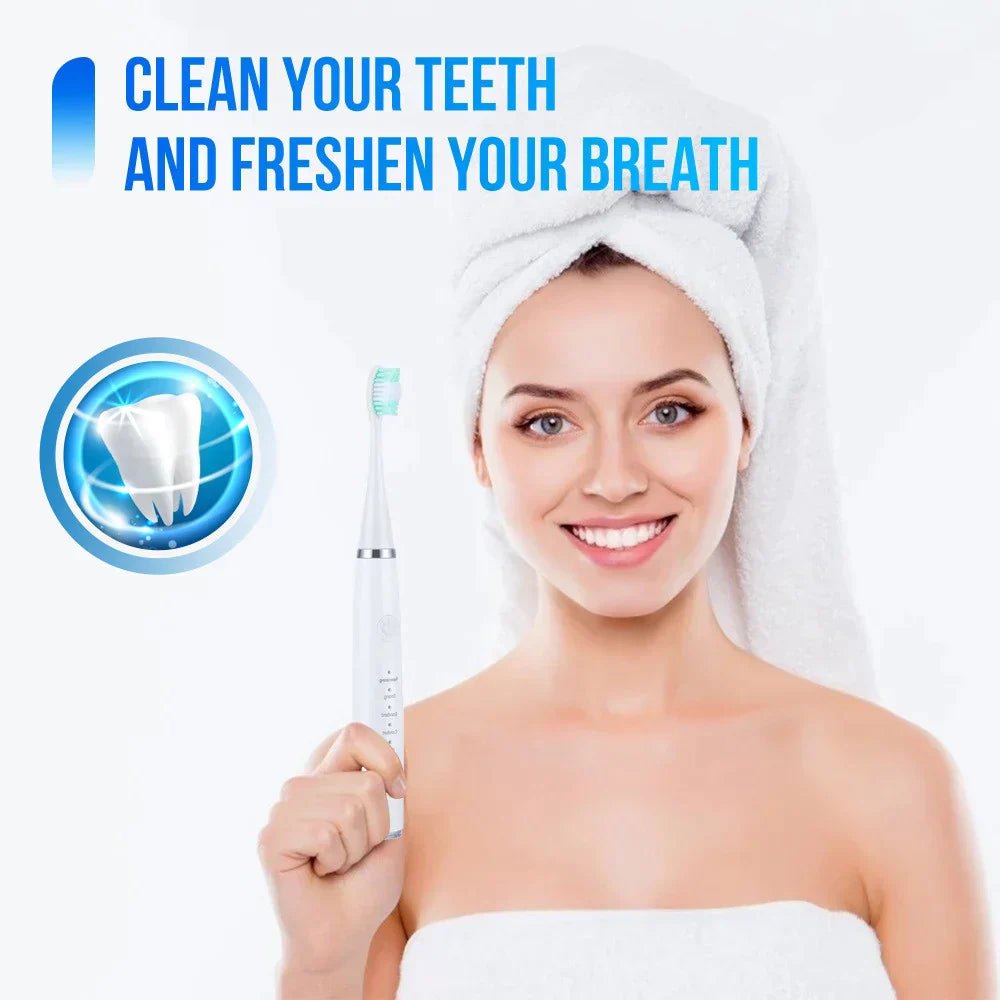 Electric Ultrasonic Tooth Cleaner with 3 Attachments for Home Use