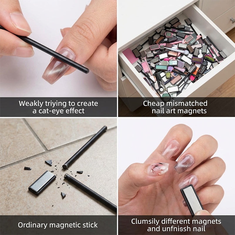 Magnetic Cat-Eye Nail Art Tool with 8 Interchangeable Heads