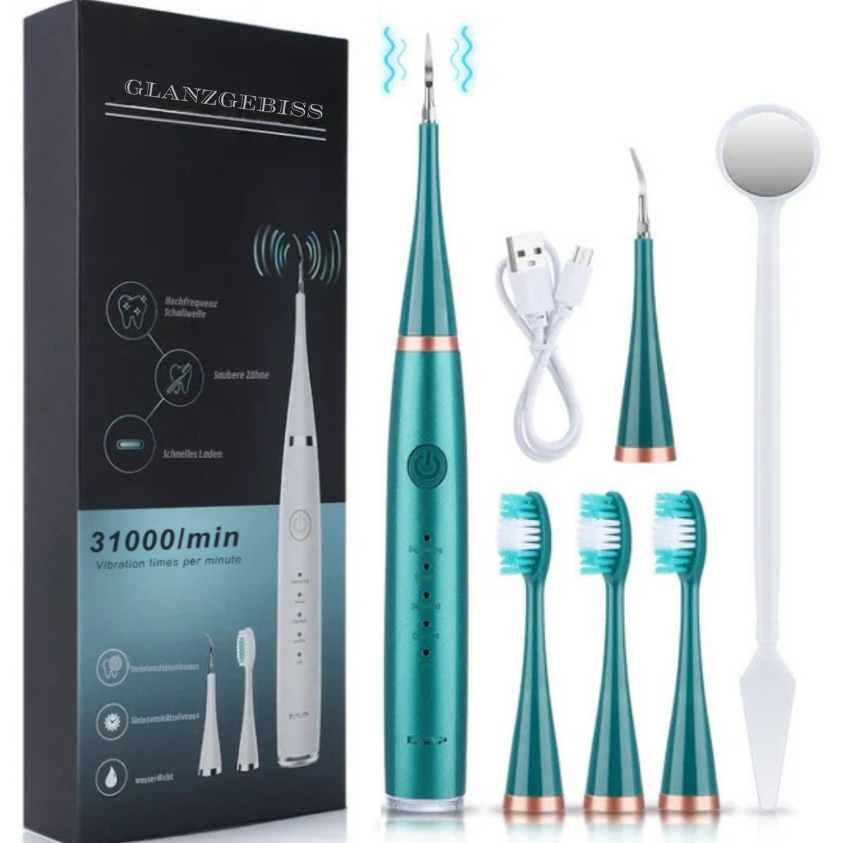 Electric Ultrasonic Tooth Cleaner with Multiple Brush Heads