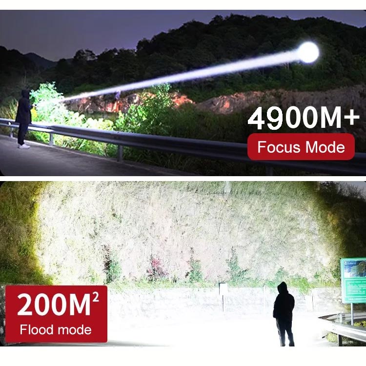 Ultra Bright 7500 Lumen Tactical LED Flashlight with USB-C Charging