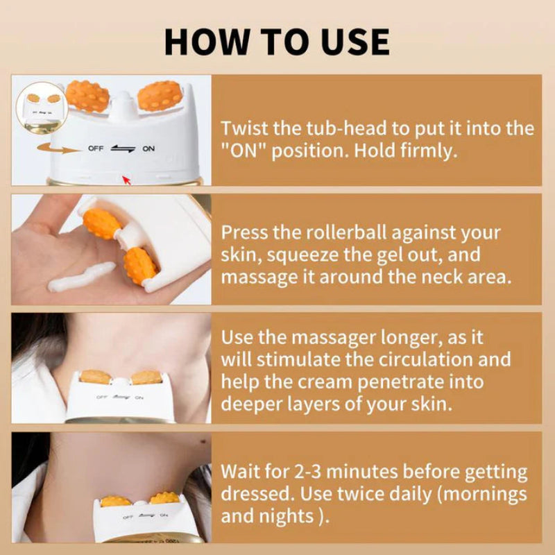 Firming Neck Cream with 360° Massage Roller Applicator
