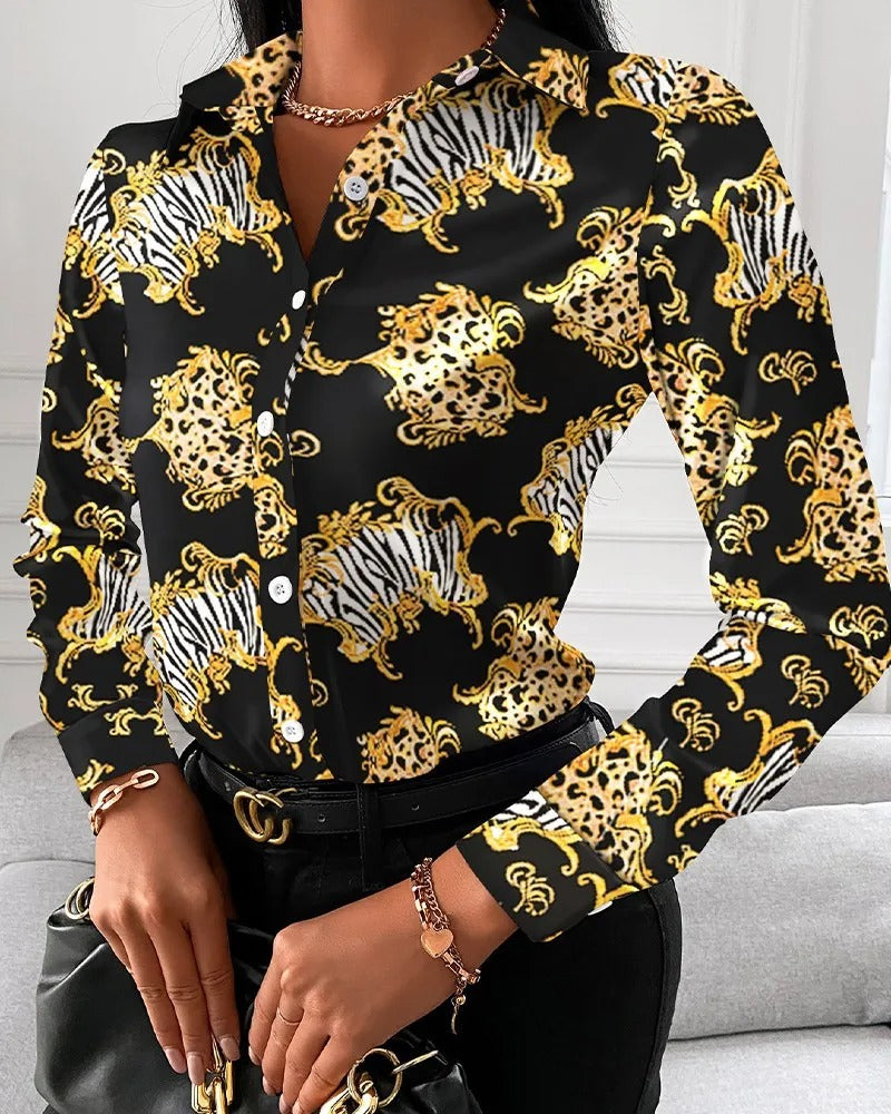 Retro-Inspired Blouse with Classic Elegance for Women