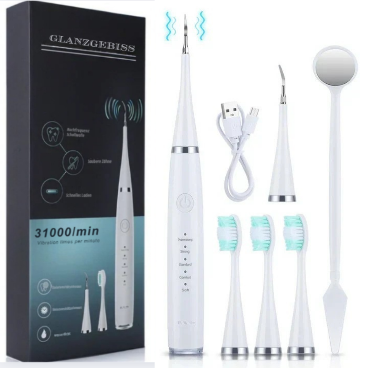 Electric Ultrasonic Tooth Cleaner with Multiple Brush Heads