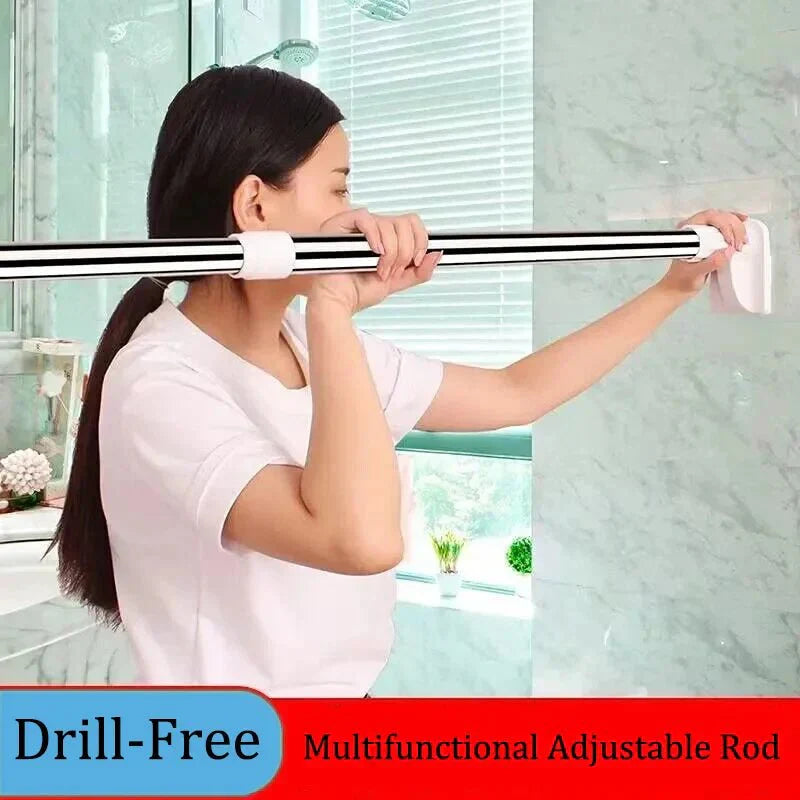 Adjustable Tension Curtain Rod – No Drill Stainless Steel Clamp Rod