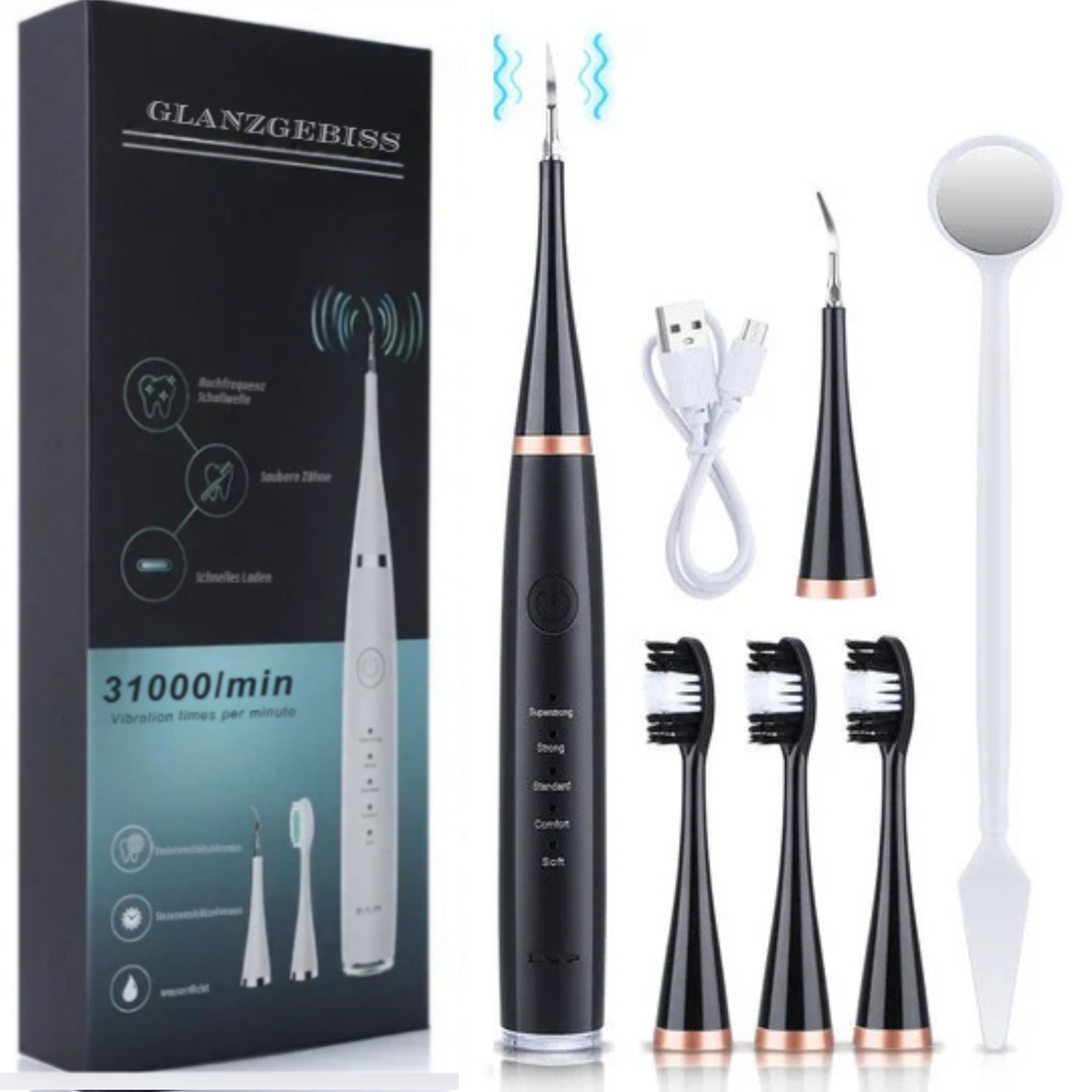 Electric Ultrasonic Tooth Cleaner with Multiple Brush Heads