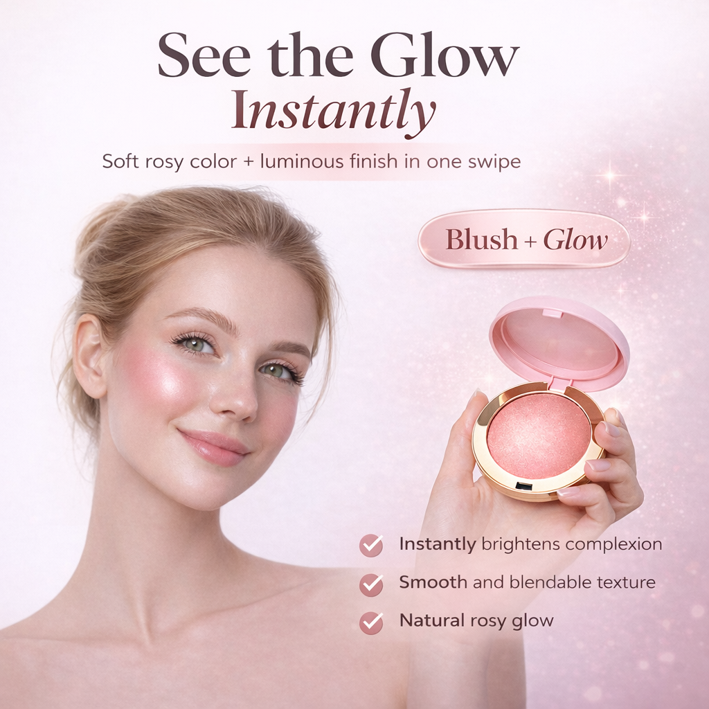 2-in-1 Blush & Highlighter Powder with Hyaluronic Acid & Mirror