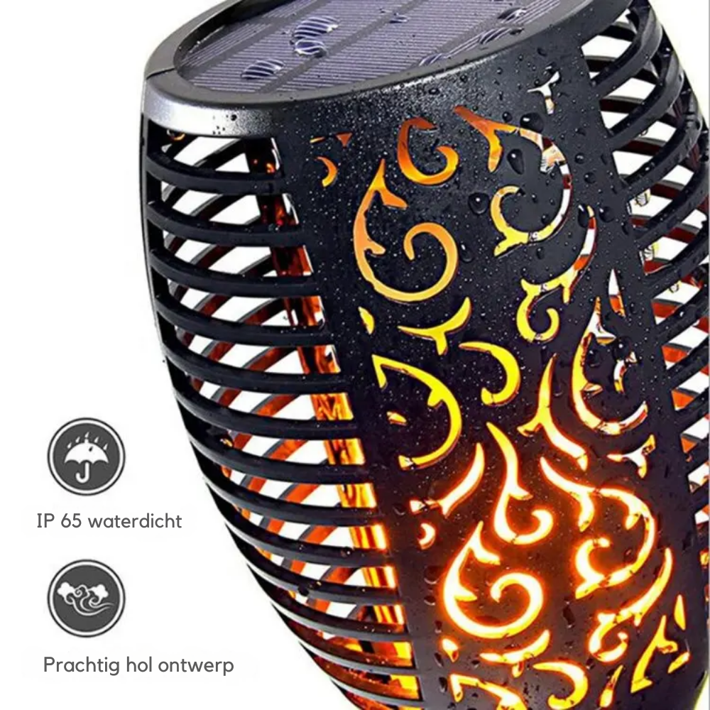Solar Torch Garden Lights with Warm Flickering Flame Effect