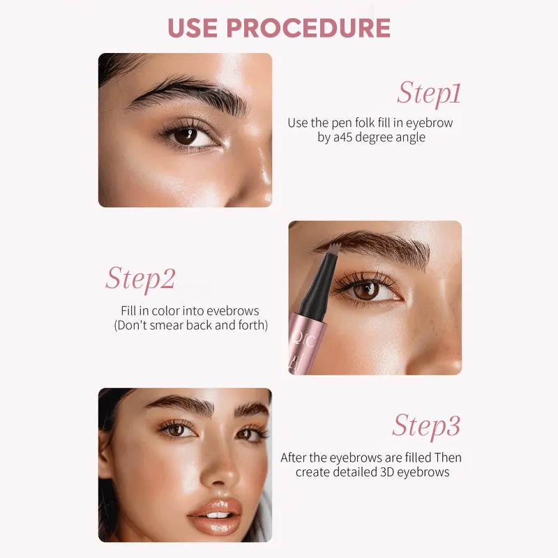 Waterproof Micro Fork Eyebrow Pencil with 4-Point Tip