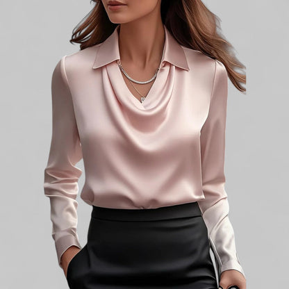 Draped Satin Collar Blouse