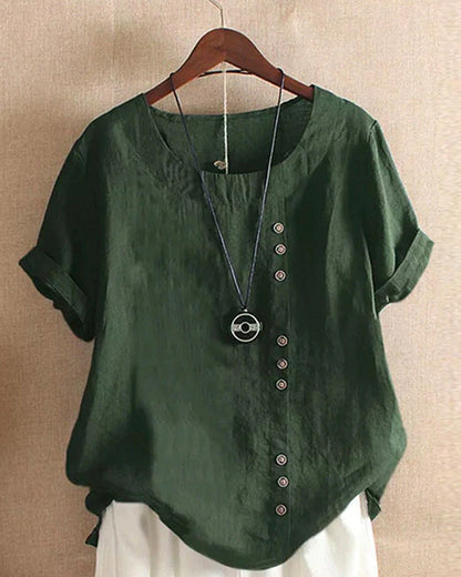 Soft Button Detail Casual Blouse