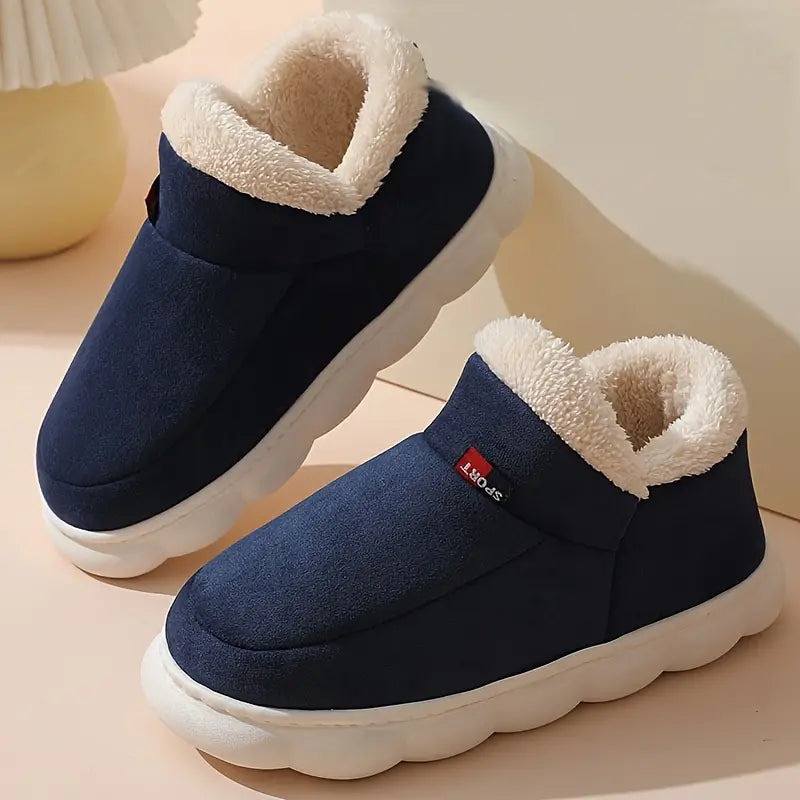 Warm Slippers with Fur Lining Non-Slip Slippers Women Winter