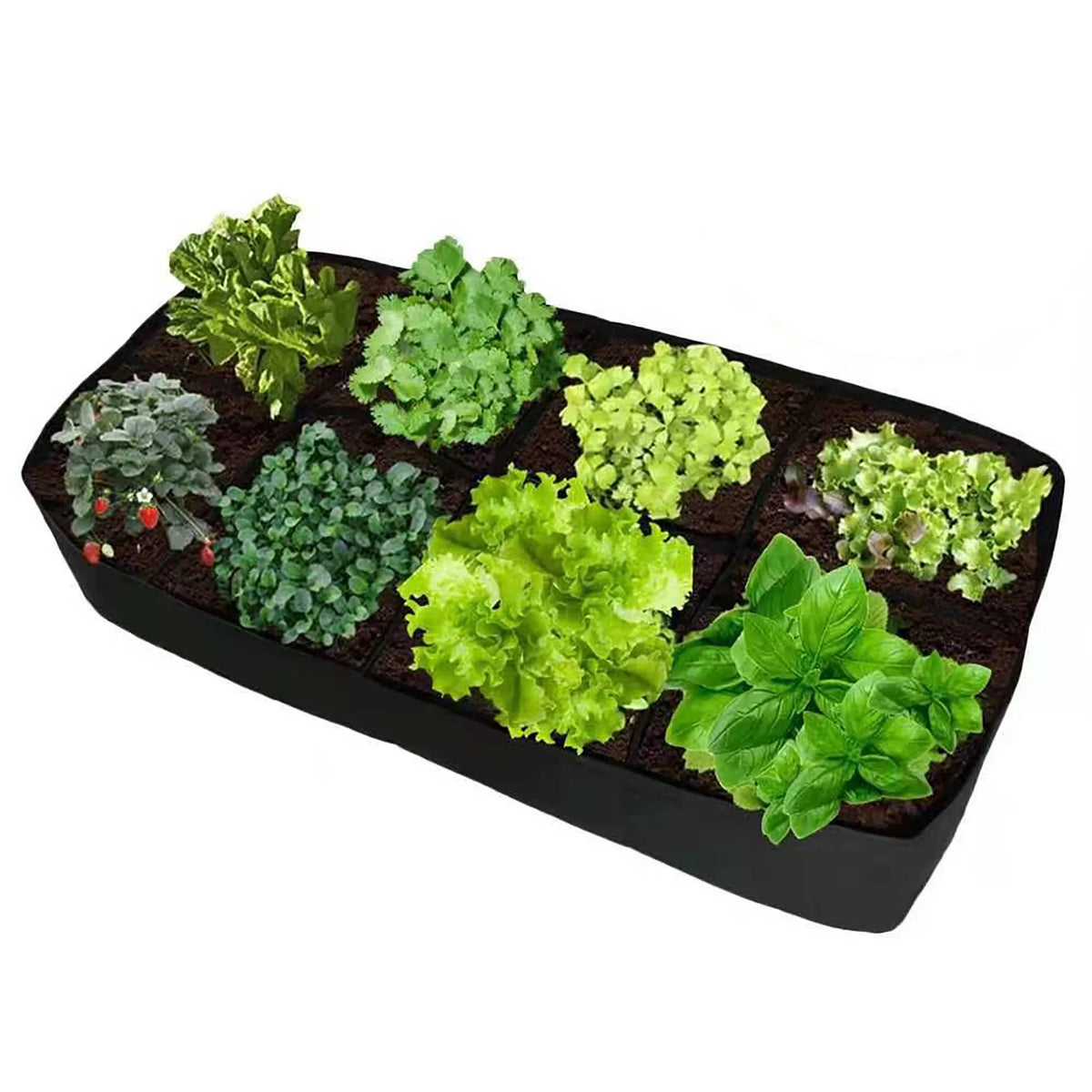 Multi-Pocket Fabric Raised Bed Planter for Herbs and Vegetables