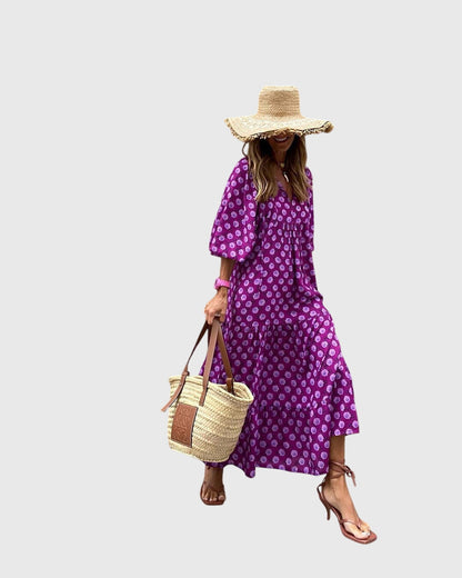 Spring Patterned Maxi Dress For Women
