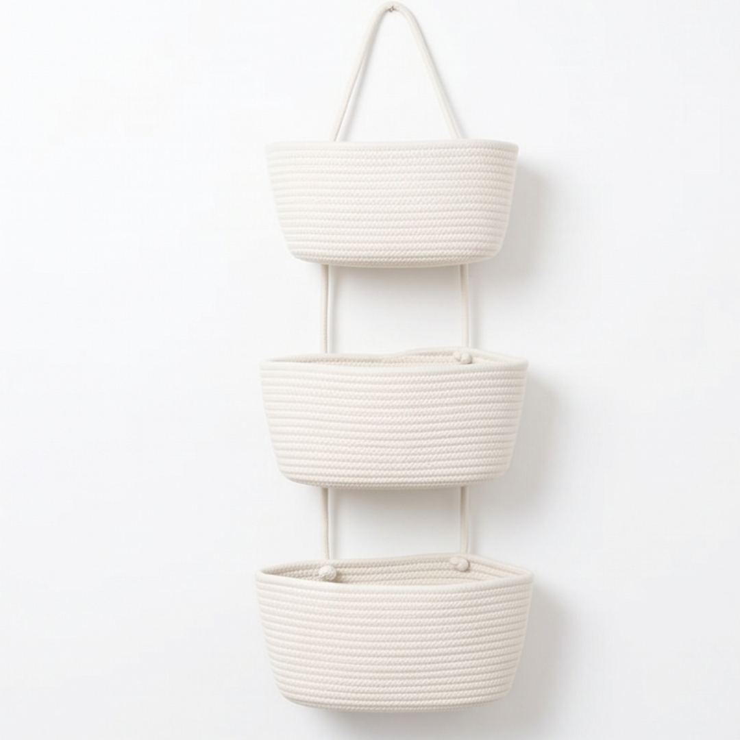 3-Tier Over Door Hanging Basket – No Drill Storage Organiser