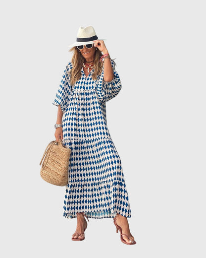 Spring Patterned Maxi Dress For Women