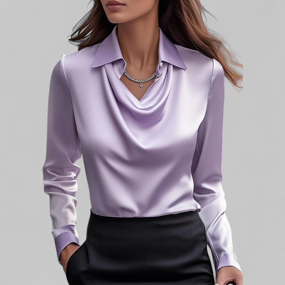 Draped Satin Collar Blouse