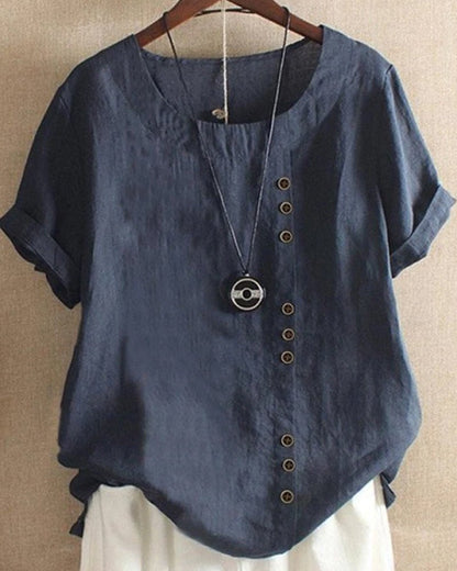 Soft Button Detail Casual Blouse