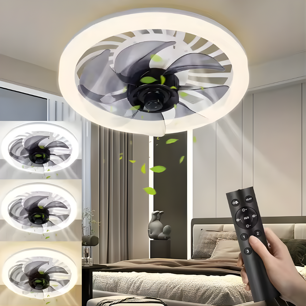 Modern Ceiling Fan with Integrated LED Light and Remote Control