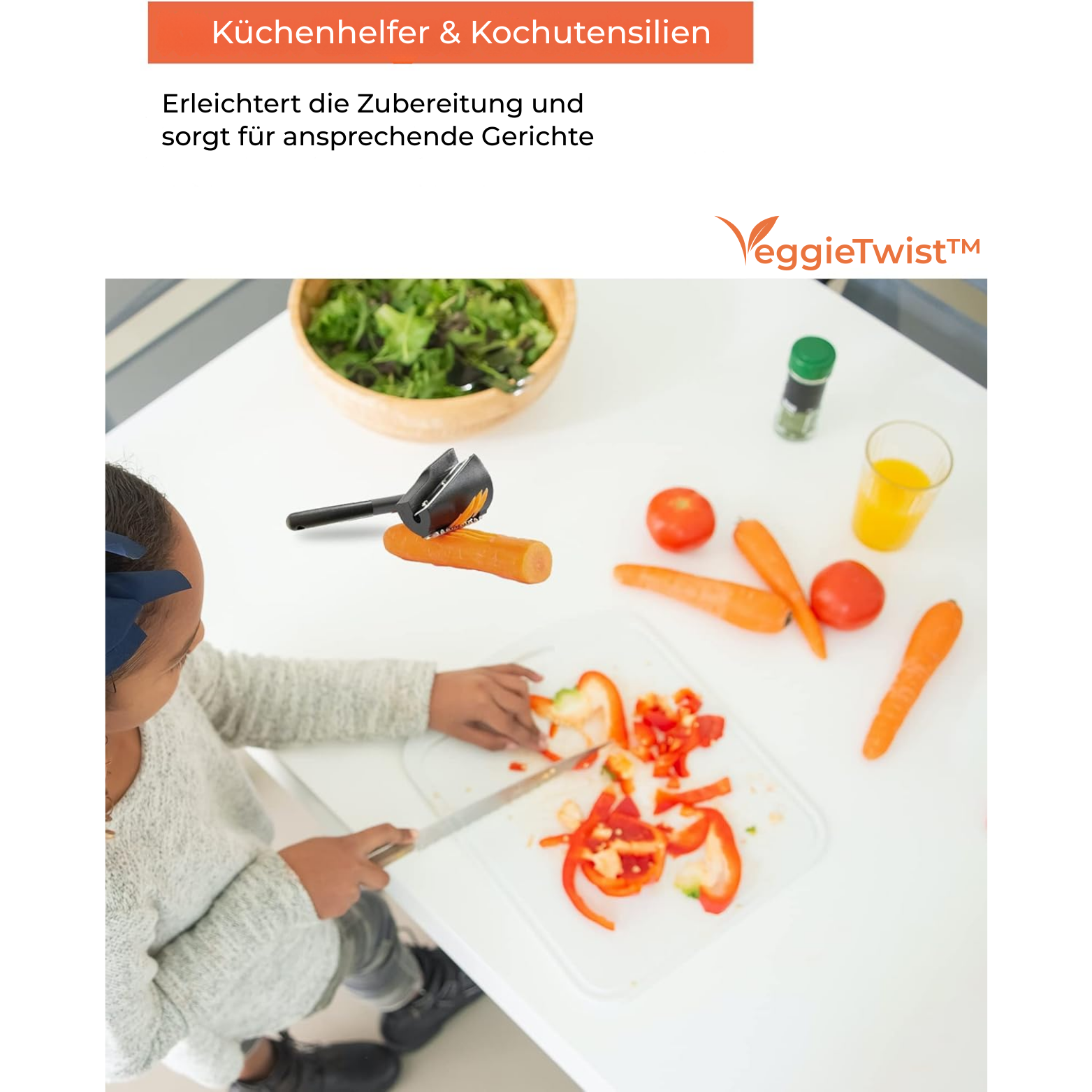 Vegetable Spiral Cutter with Stainless Steel Blade for Garnishes