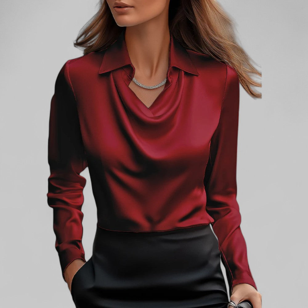 Draped Satin Collar Blouse