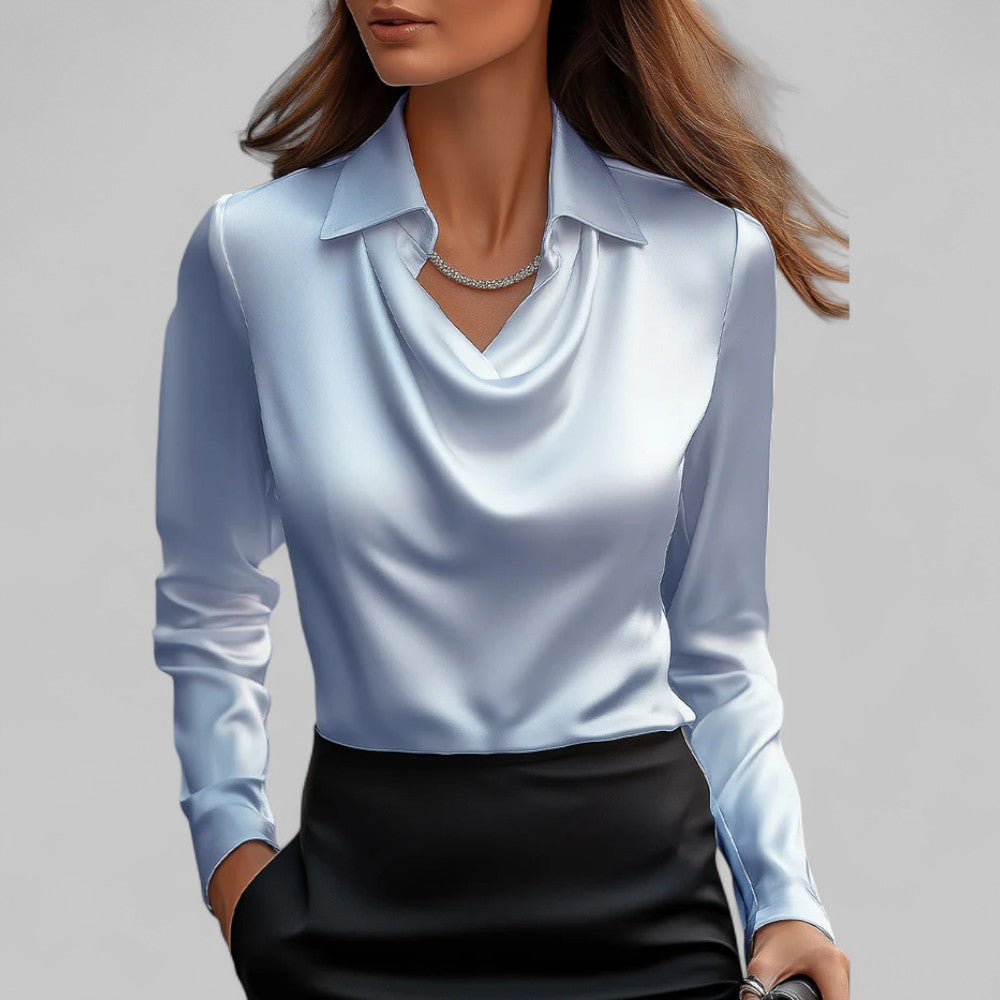 Draped Satin Collar Blouse