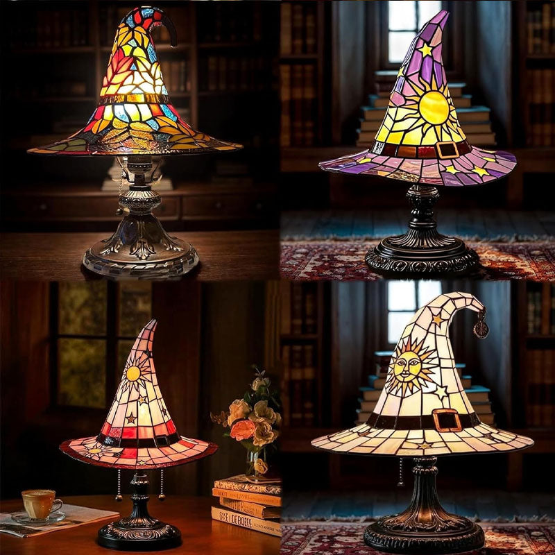 Witch Hat LED Night Lamp – Resin Decorative Light for Halloween & Home