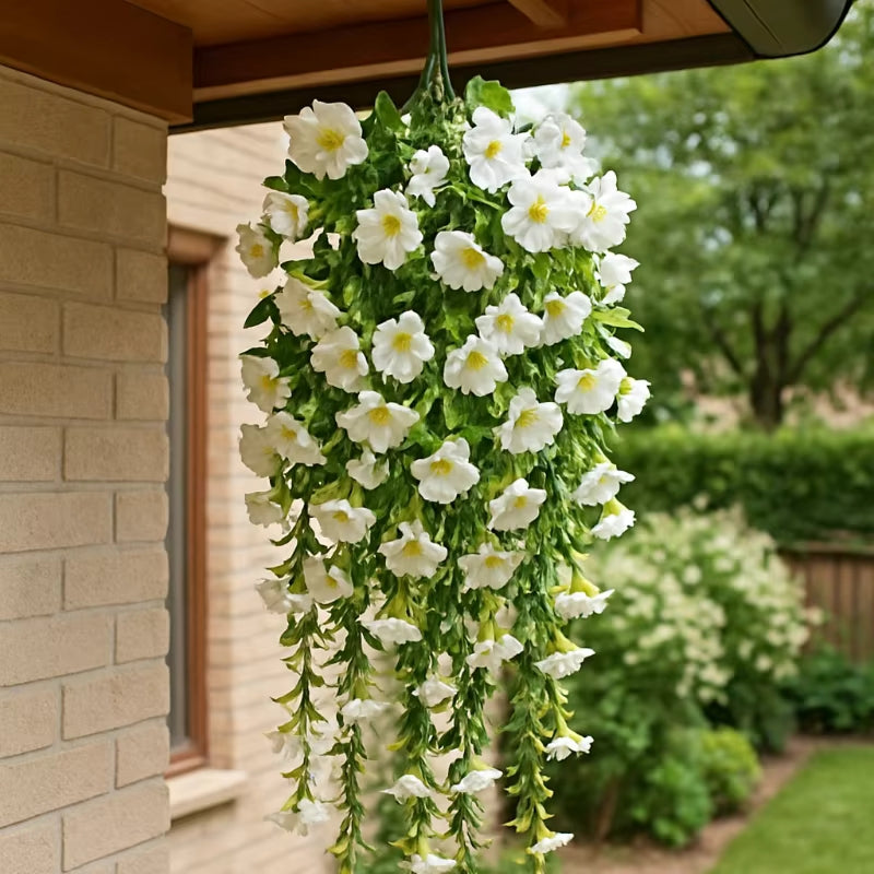 BloomCascade™ – Artificial Hanging Flower Bouquet for Balcony & Garden Decor, Low Maintenance [50% Off]