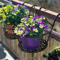 Balcony Railing Plant Pot Holder with Drainage Grid – Set of 2