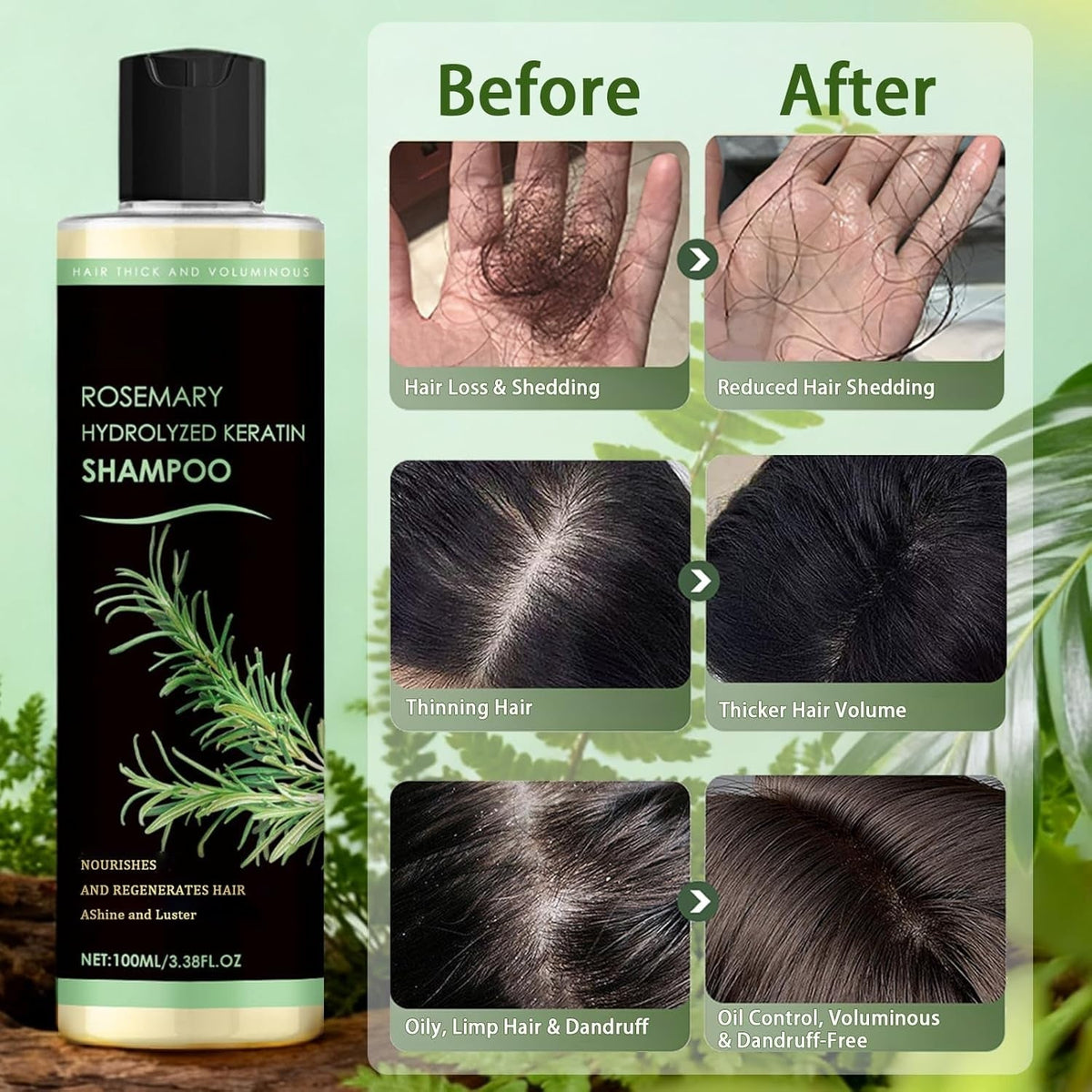 Keratin & Rosemary Hair Growth Serum for Thicker, Stronger Hair