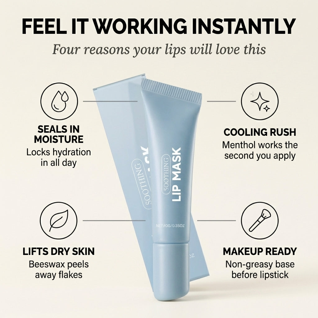 Cooling Lip Mask with Beeswax & Vitamin E for Soft Hydrated Lips