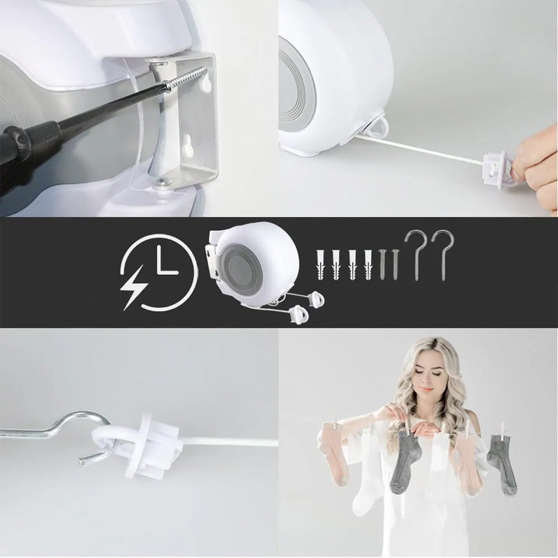 Retractable Clothesline Wall Mounted – 30m Drying Space, Indoor & Outdoor