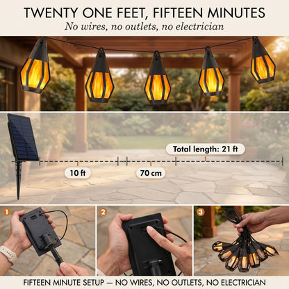 FlameGlow – Solar-Powered LED String Lights with Flame Effect | 50% Off