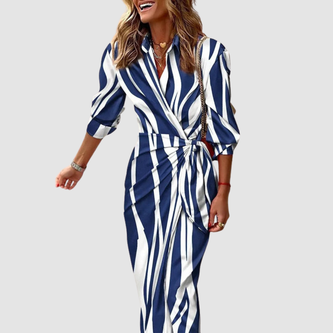 Striped Wrap Maxi Dress