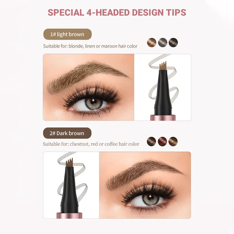 Waterproof Micro Fork Eyebrow Pencil with 4-Point Tip