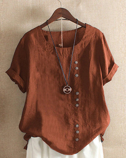 Soft Button Detail Casual Blouse