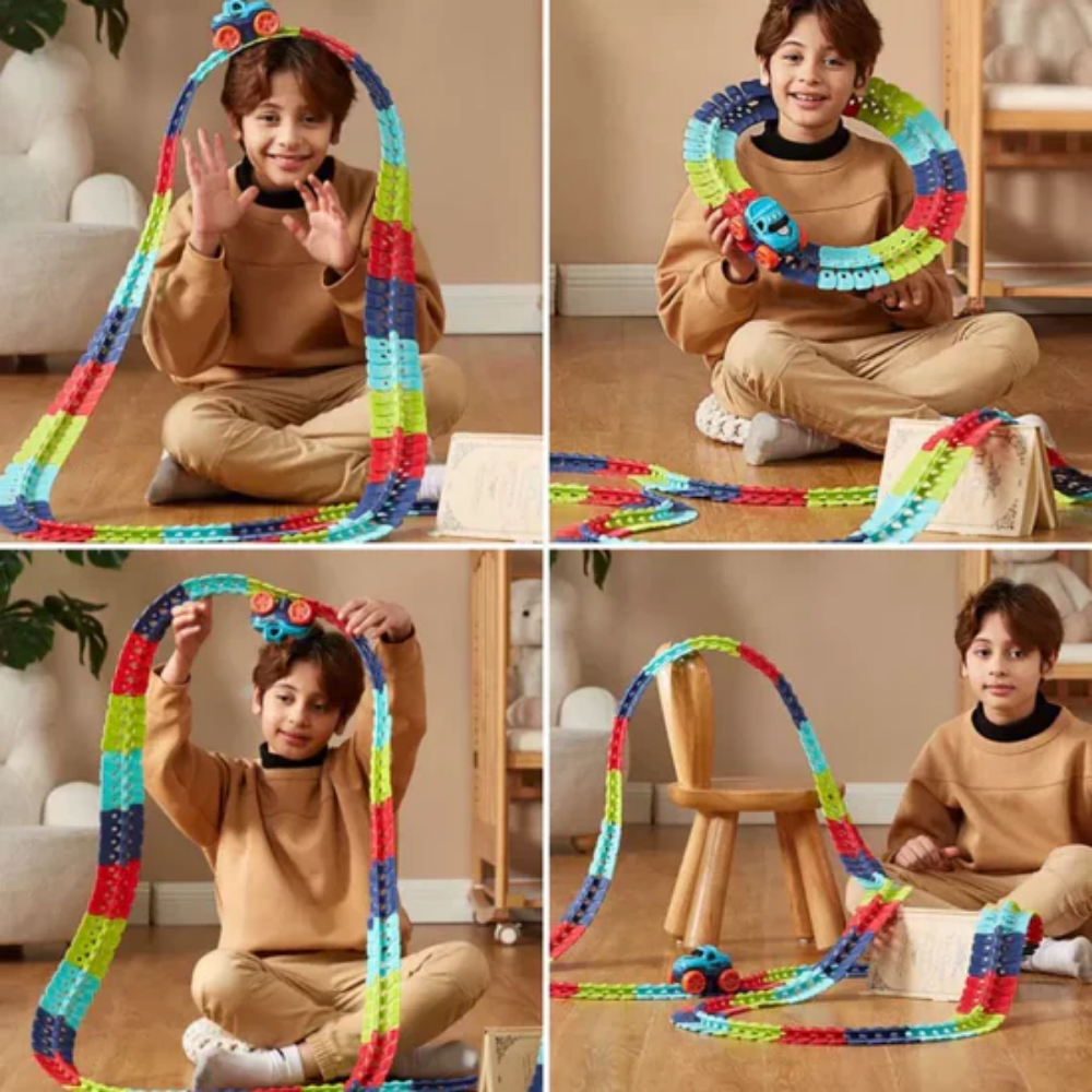 Flexible Race Track Construction Set for Kids – Bendable Track Pieces