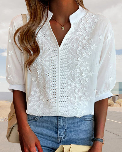 Xavier | Women’s Summer V Neck Puff Sleeve Blouse