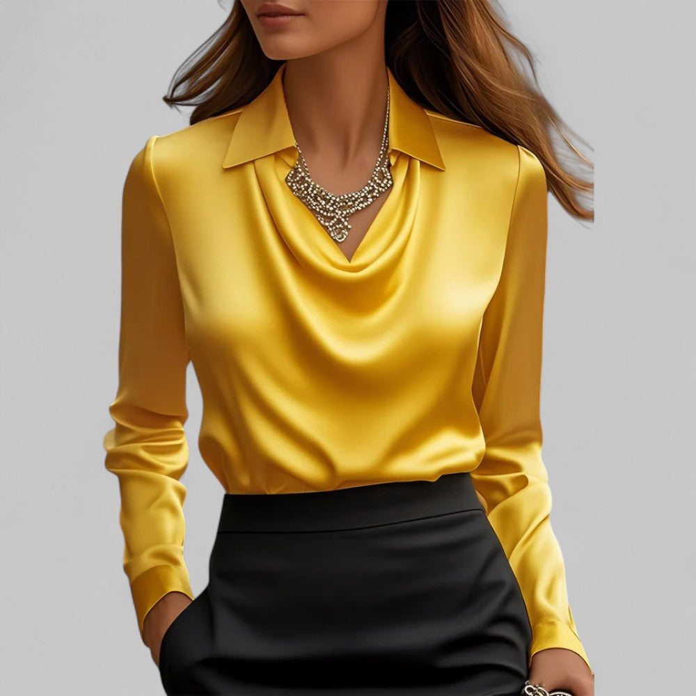 Draped Satin Collar Blouse