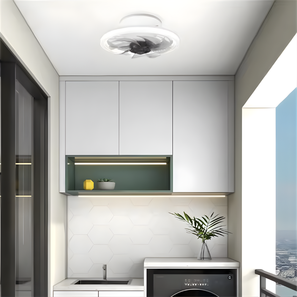 Modern Ceiling Fan with Integrated LED Light and Remote Control