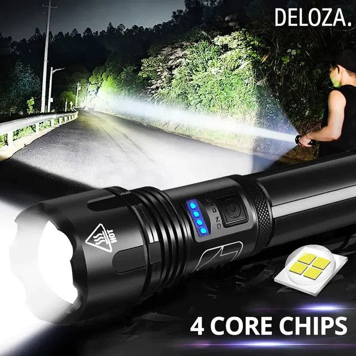 7000-Lumen Rechargeable LED Flashlight with Dual Lighting Modes