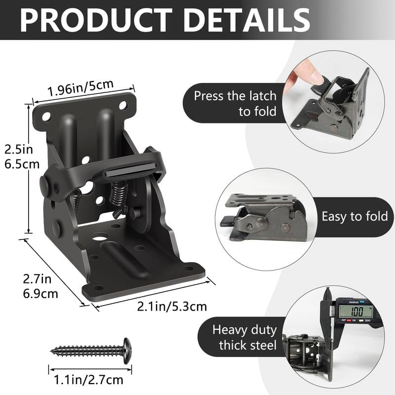 Foldable Steel Corner Brackets with Self-Locking 90° Mechanism (Set of 2)