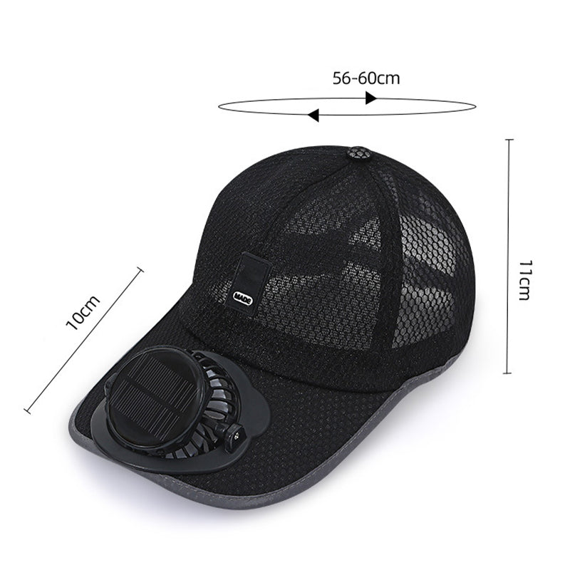 Solar Fan Hat with UPF50+ UV Protection & Rechargeable Battery