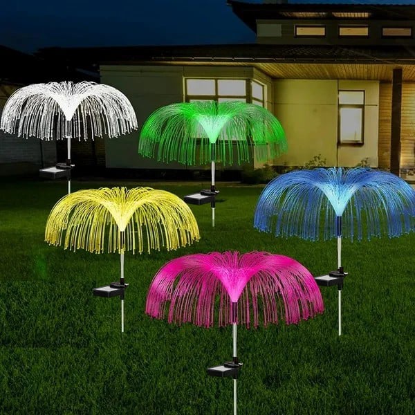 Solar Jellyfish Garden Lights with Fiber Optic Glow – 7-Color & Warm White