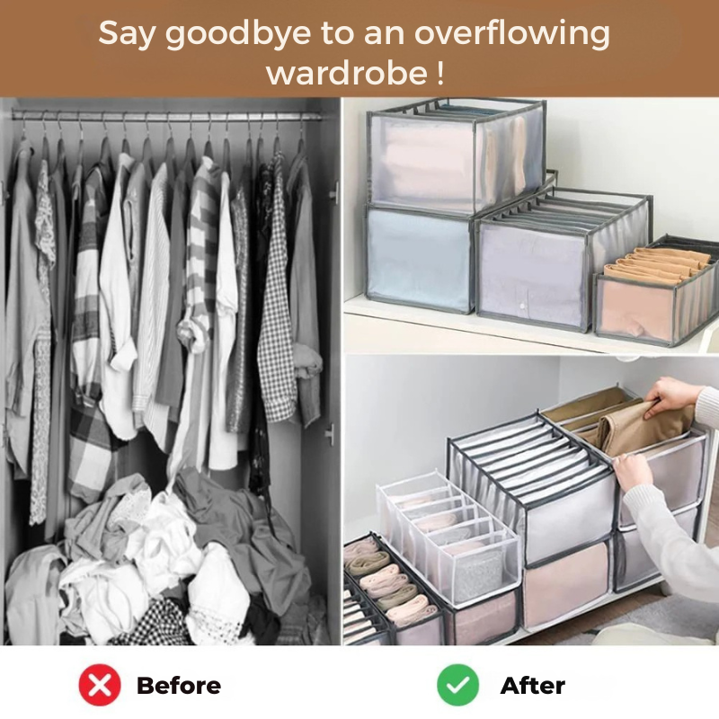 Foldable Drawer Organiser Set – Modular Compartment Dividers for Clothes