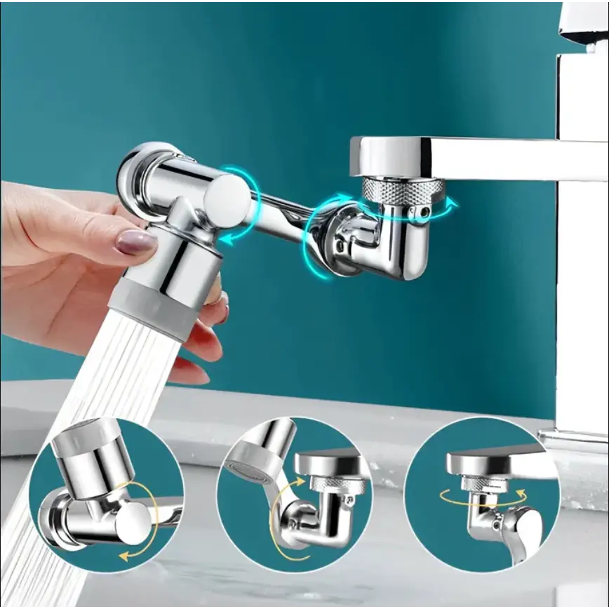 1080° Rotating Faucet Extender with 4-Layer Filter & Dual Spray Modes